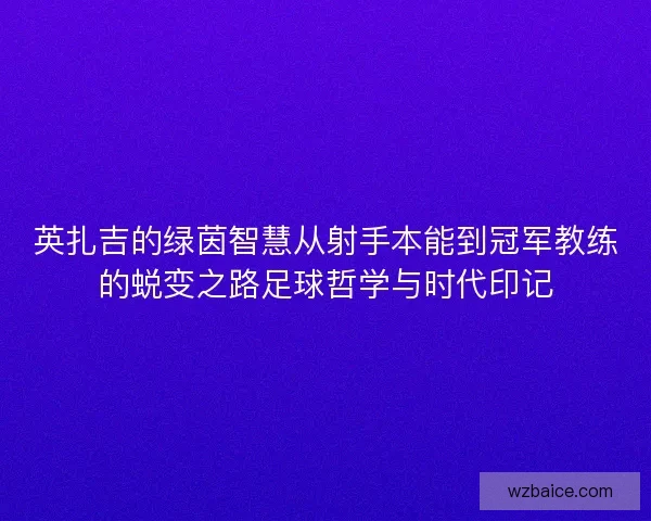 英扎吉的绿茵智慧从射手本能到冠军教练的蜕变之路足球哲学与时代印记