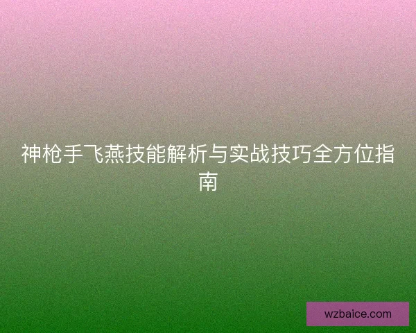 神枪手飞燕技能解析与实战技巧全方位指南