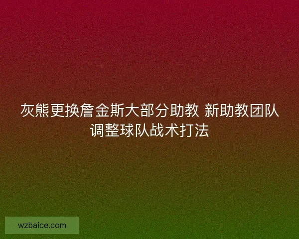 灰熊更换詹金斯大部分助教 新助教团队调整球队战术打法