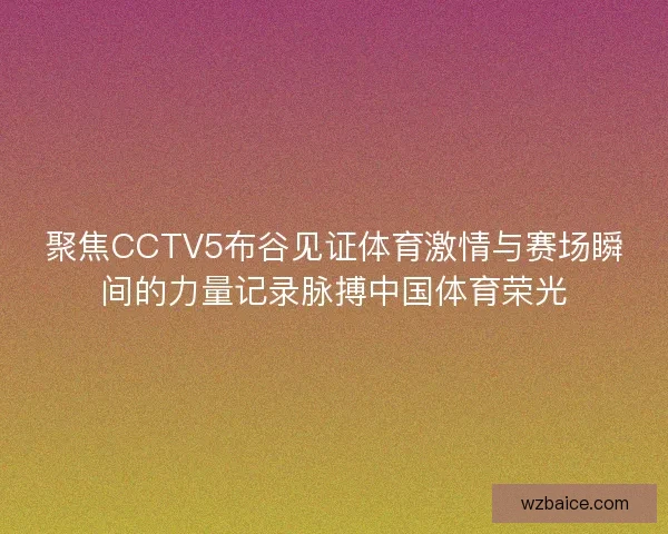 聚焦CCTV5布谷见证体育激情与赛场瞬间的力量记录脉搏中国体育荣光