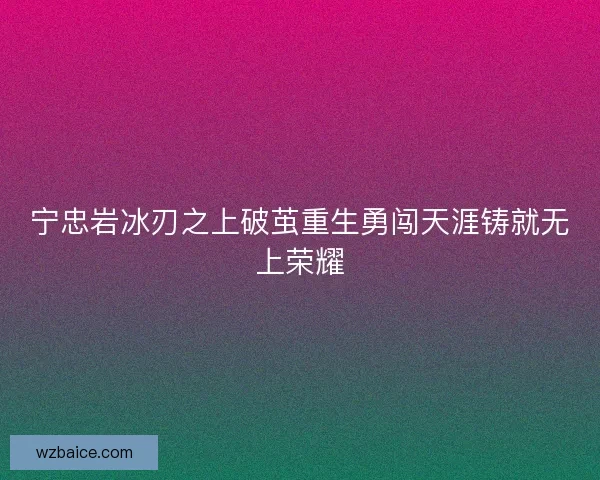 宁忠岩冰刃之上破茧重生勇闯天涯铸就无上荣耀 宁忠岩冰刃之上破茧重生勇闯天涯铸就无上荣耀