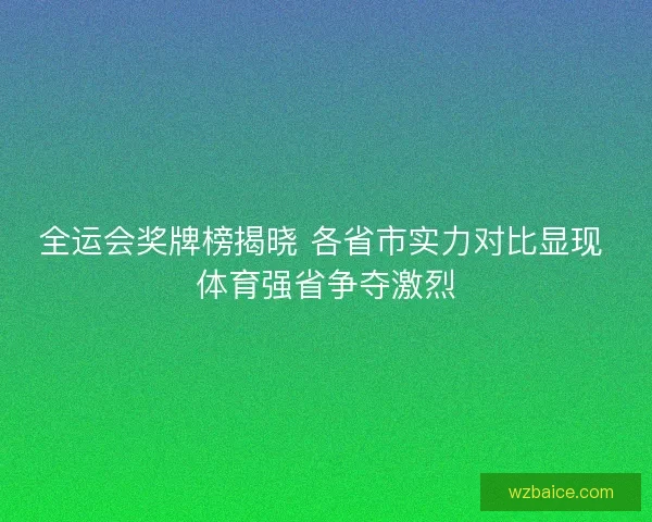 全运会奖牌榜揭晓 各省市实力对比显现 体育强省争夺激烈